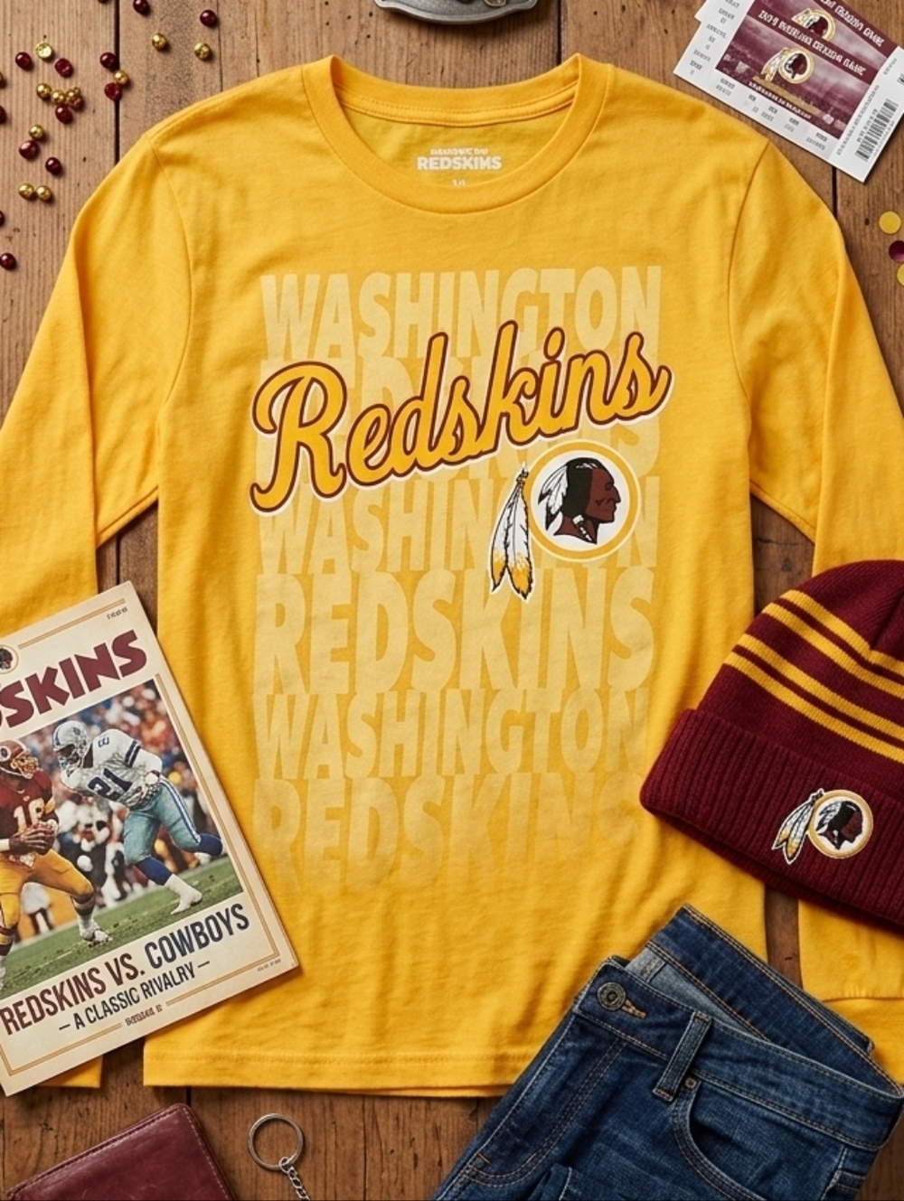 Junk Food Washington Redskins Vintage-Style Tee | Gold | Medium